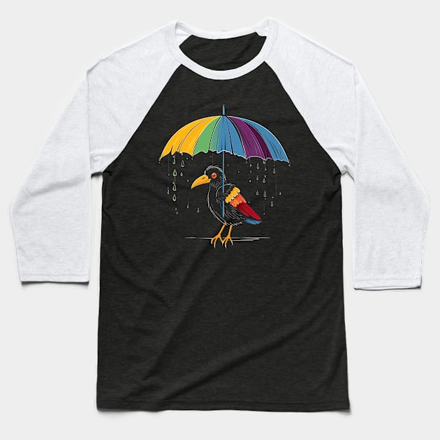 Umbrellabird Rainy Day With Umbrella Baseball T-Shirt by JH Mart